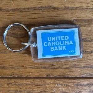 Vintage 90's‎ Keychain United Carolina Bank UCB "Our bank is built on people."